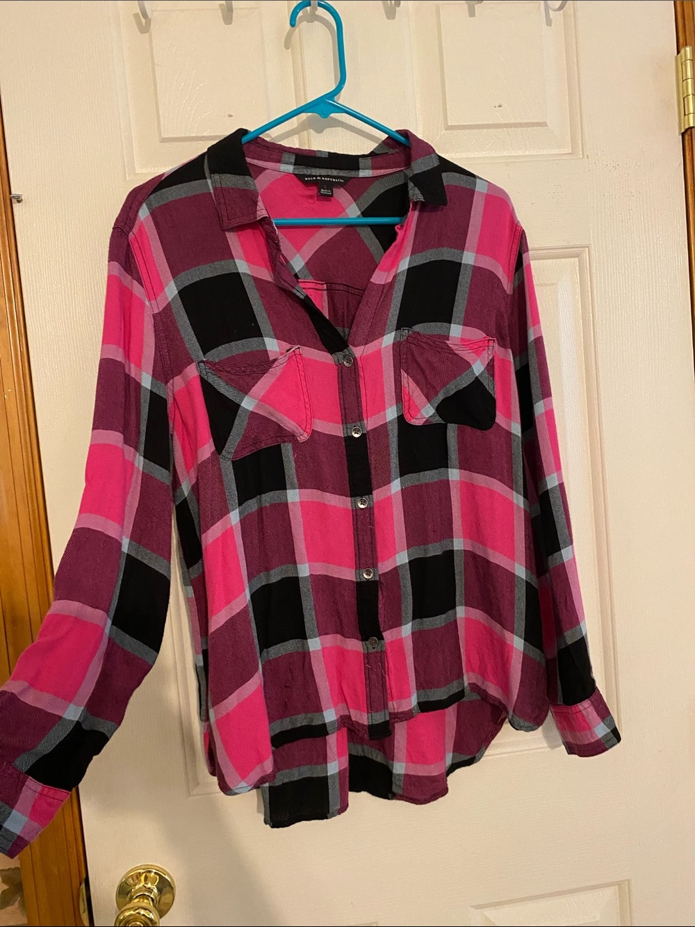Rock & Republic Pink Black Plaid Button-Down Shirt